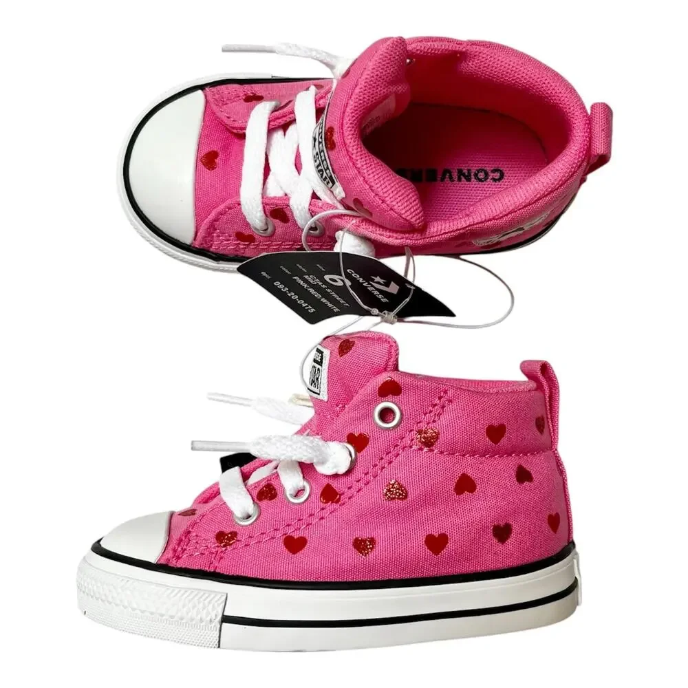 NWT Converse Toddler Street Mid Top Glitter Heart Sneakers Sneakers Size 6